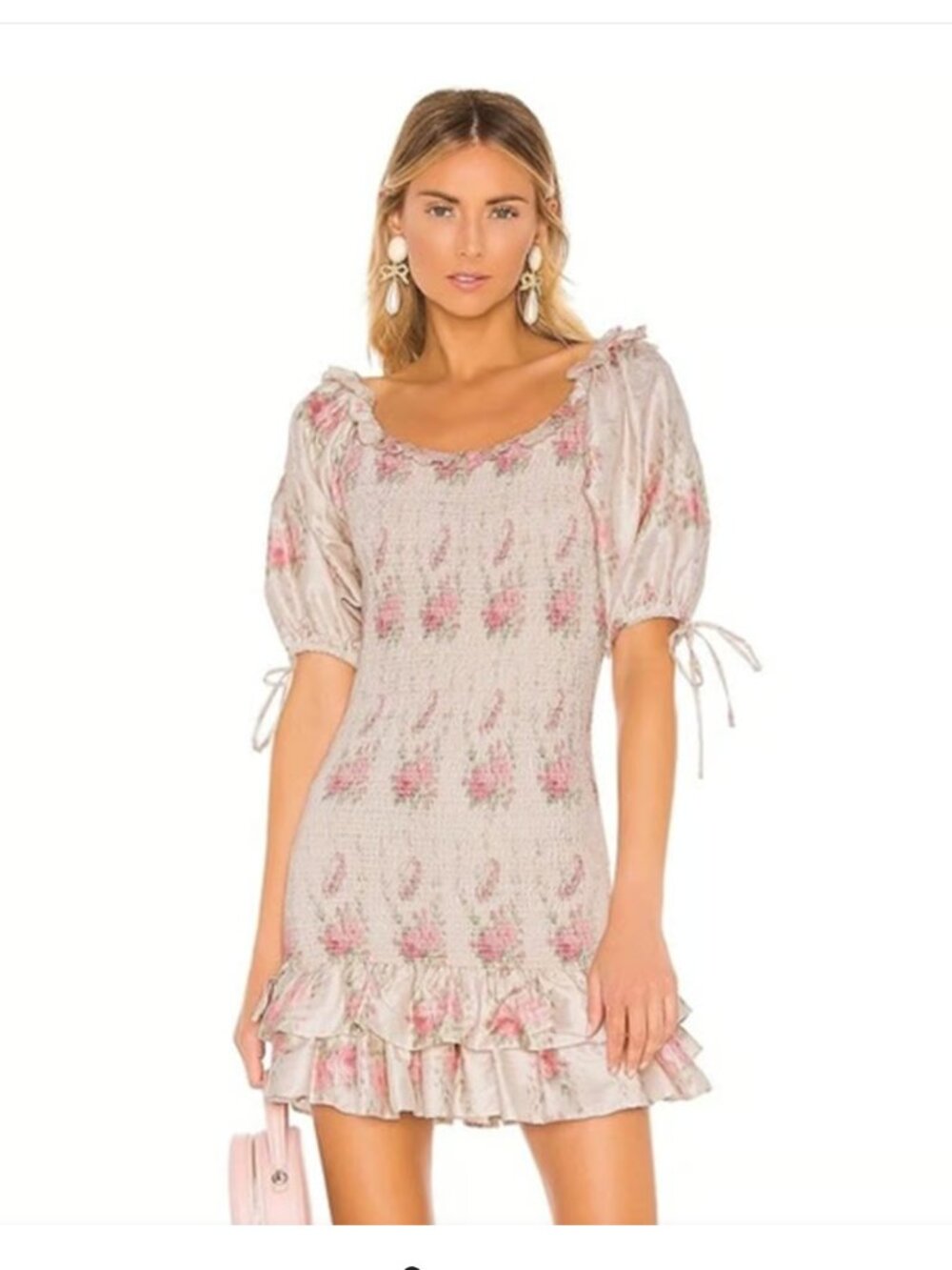 Love Shack Fancy Silk Violet Mini Dress in Dolce Floral